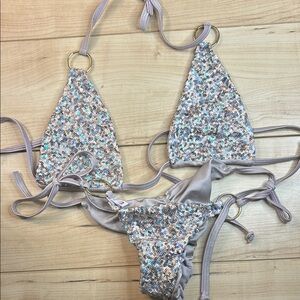 Sparkling Gold Tone sequins pucker/scrunch bottom